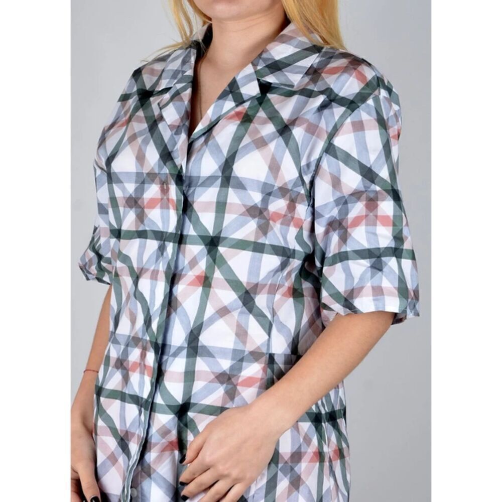 Cos Shirt Womens 8 Green Button Down Short Sleeve Casual Lightweight Preppy Top
